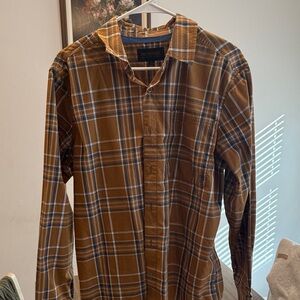 Men's Brown and Blue Plaid Casual Shirt